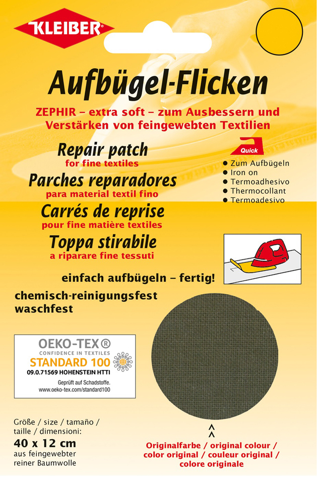 4009691320196 - KLEIBER Zephir-Aufbügel-Flicken 400 x 120 mm khaki