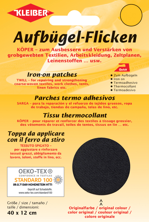 4009691330089 - KLEIBER Köper-Aufbügel-Flicken 400 x 120 mm schwarz