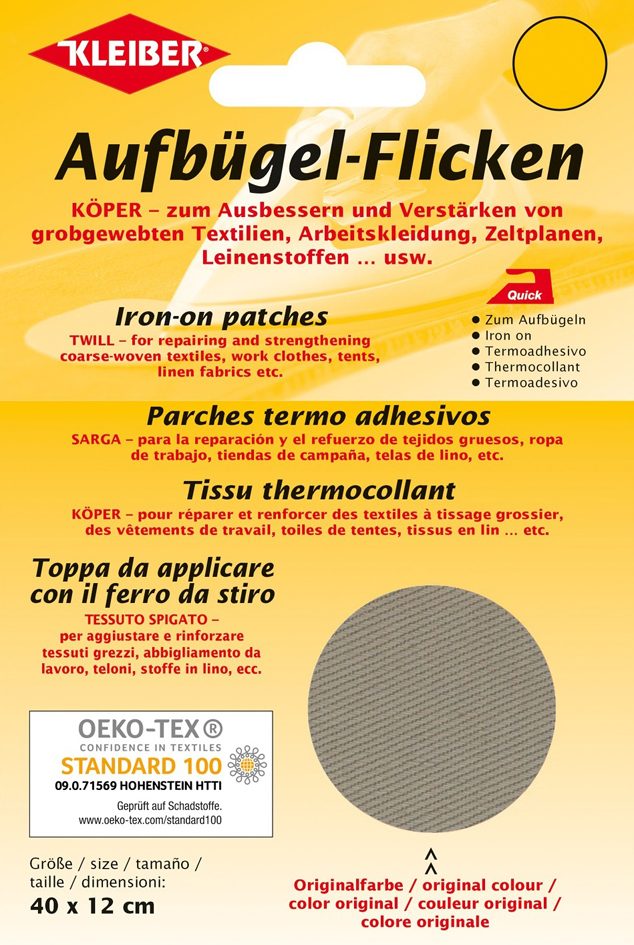 4009691330096 - KLEIBER Köper-Aufbügel-Flicken 400 x 120 mm beige