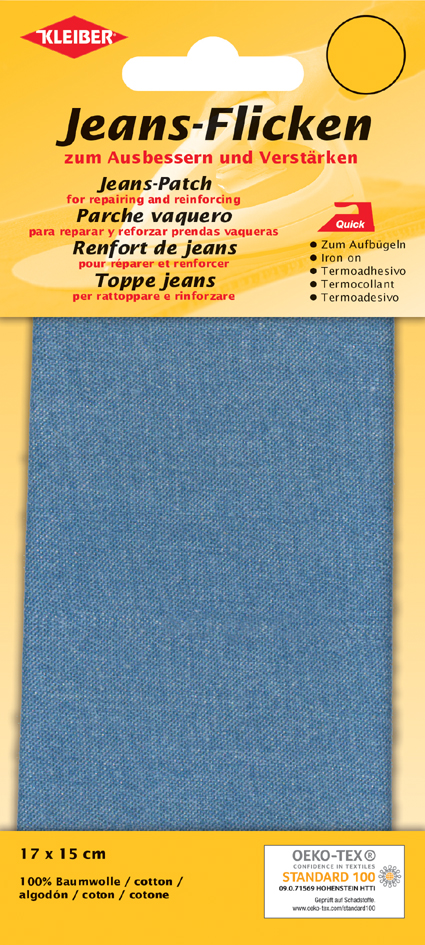 4009691342044 - KLEIBER Jeans-Bügelflicken 170 x 150 mm hellblau