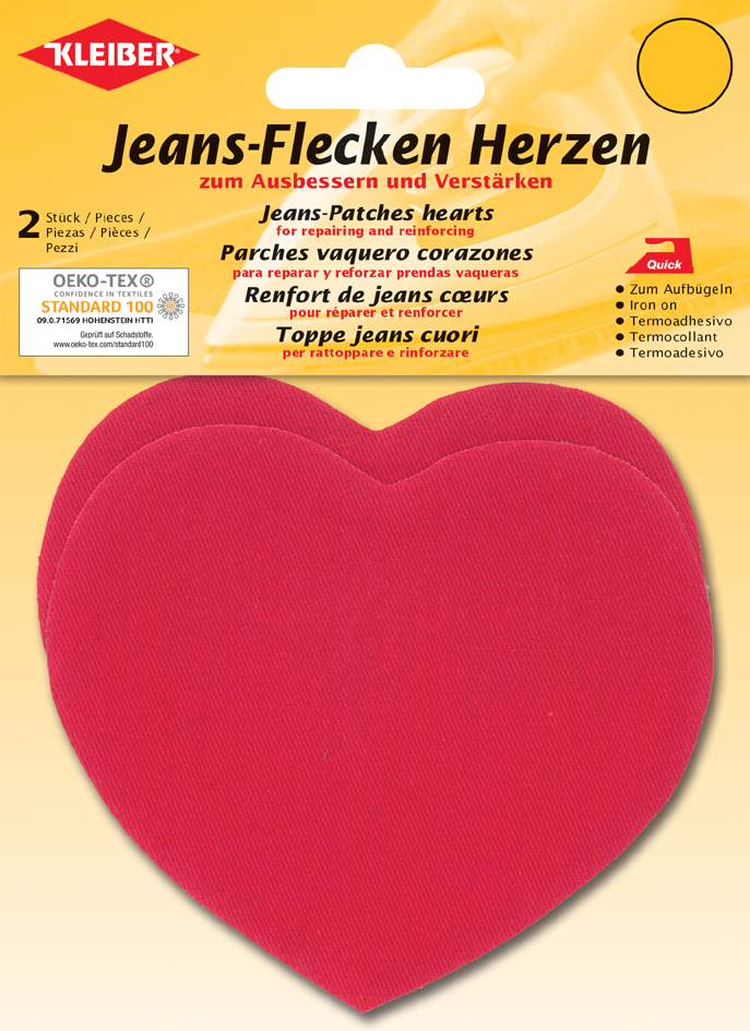 4009691343263 - KLEIBER Jeans-Flecken Herzen 85 x 105 mm  rot