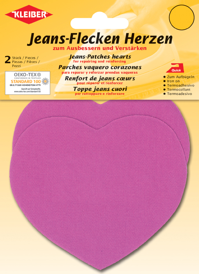 4009691343386 - KLEIBER Jeans-Flecken Herzen 85 x 105 mm  pink