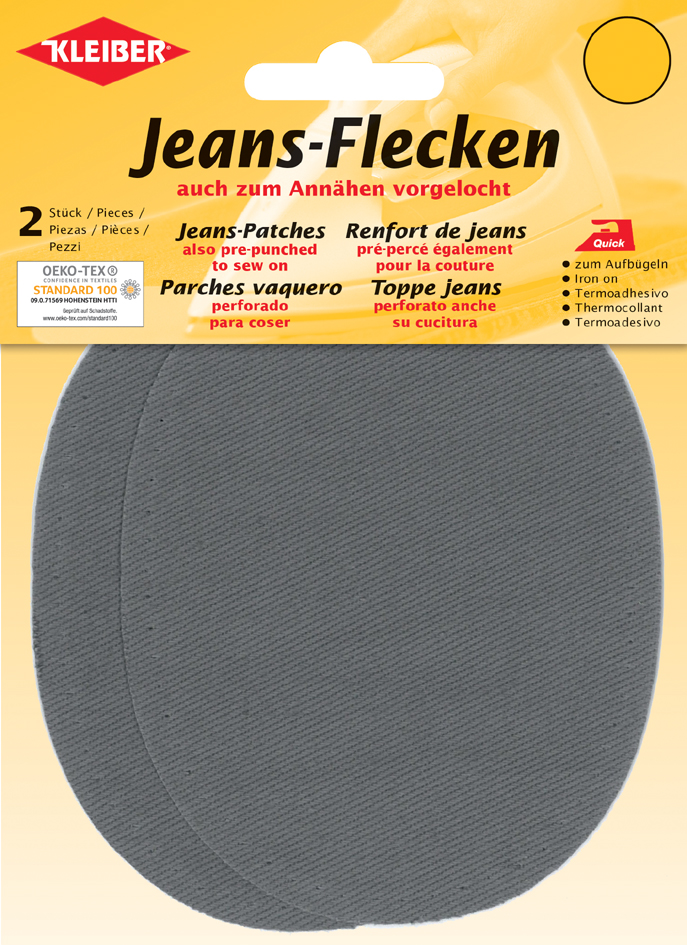 4009691345045 - KLEIBER Jeans-Bügelflecken oval 130 x 100 mm grau