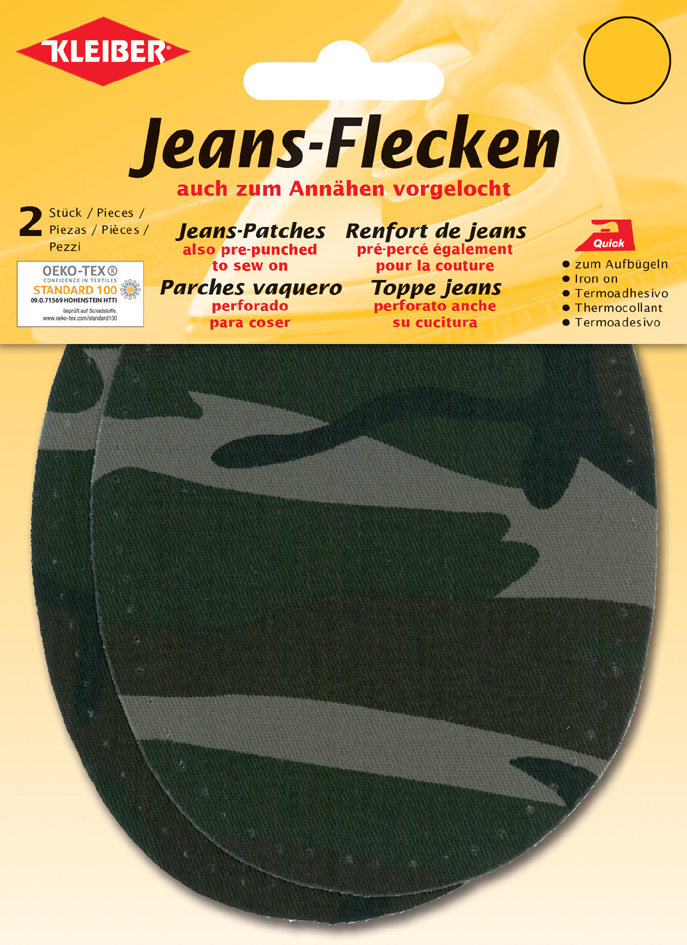 4009691345137 - KLEIBER Jeans-Bügelflecken oval 130 x 100 mm military