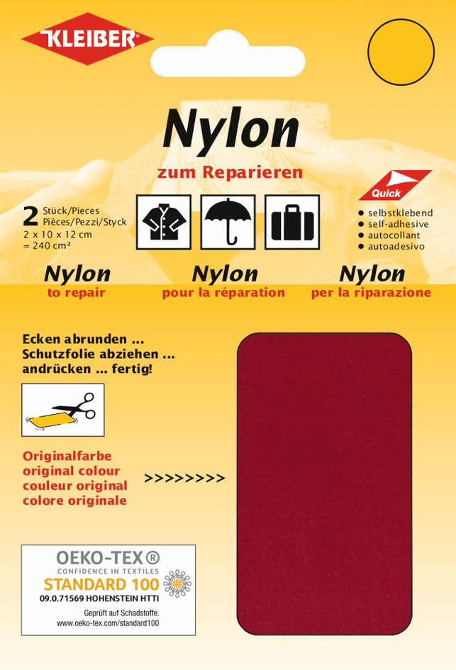 4009691430383 - KLEIBER Nylon-Flicken selbstklebend dunkelrot