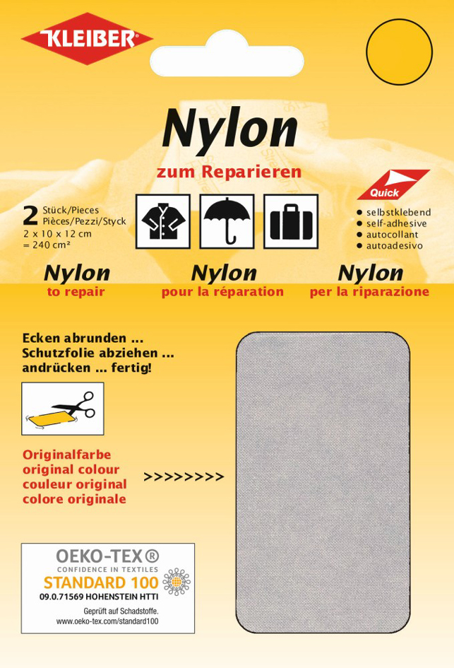 4009691430444 - KLEIBER Nylon-Flicken selbstklebend hellgrau