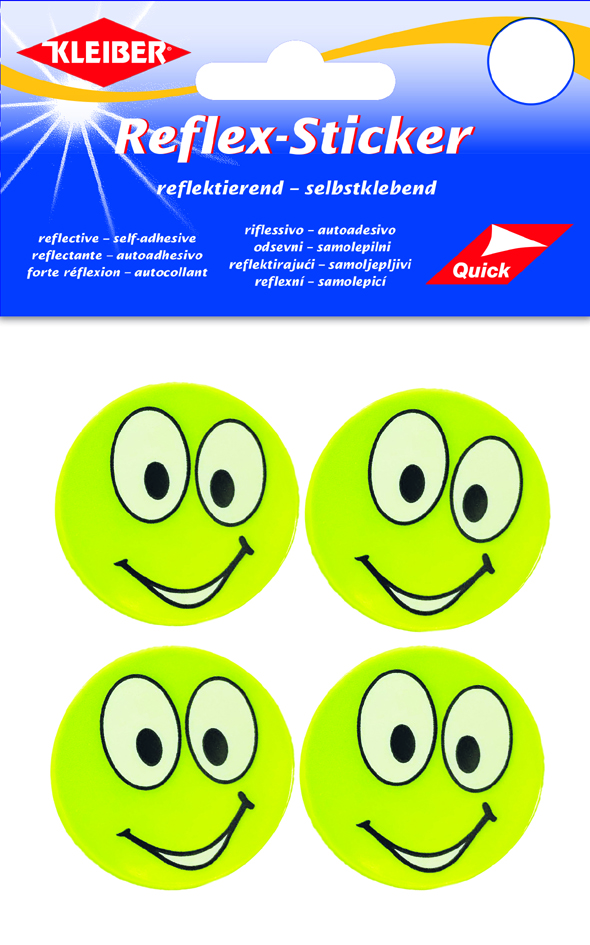 4009691611898 - KLEIBER Reflex-Sticker Happy Face big eyes gelb