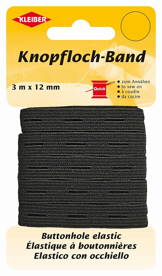 4009691710928 - KLEIBER Knopflochband 12 mm x 3 m schwarz