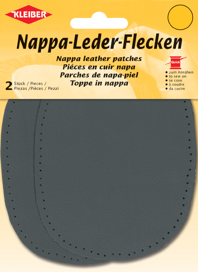 4009691850020 - KLEIBER Nappa-Lederflecken oval 100 x 125 mm dunkelgrau