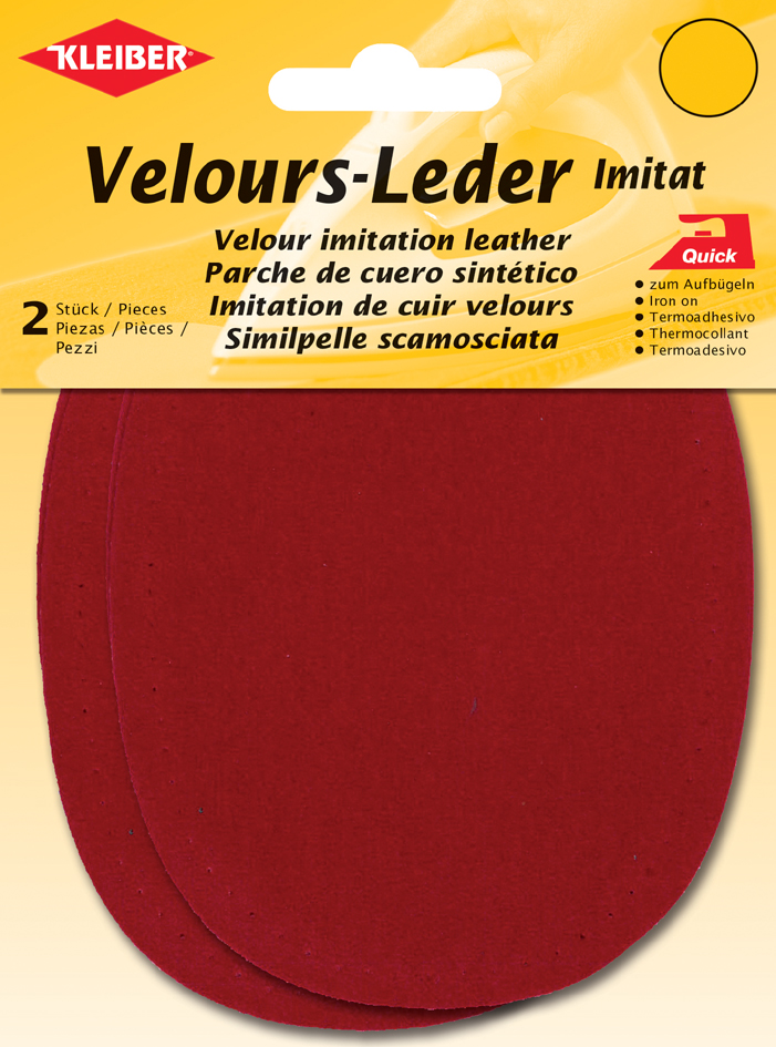 4009691877058 - KLEIBER Velour-Aufbügelflecken oval 100 x 130 mm rot