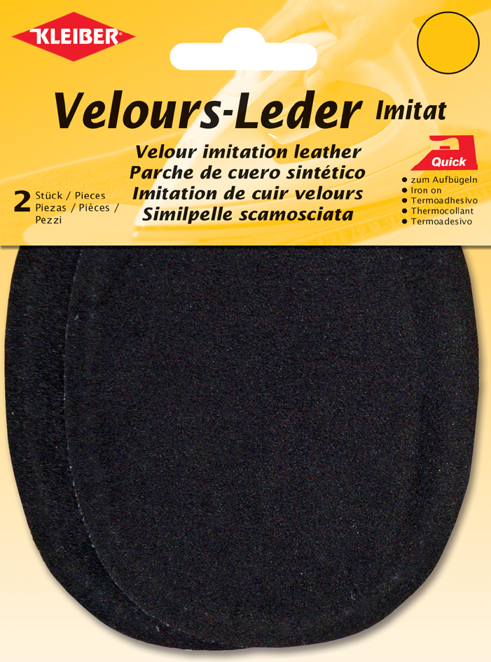 4009691877065 - KLEIBER Velour-Aufbügelflecken oval 100 x 130 mm schwarz