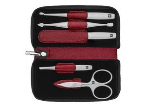 4009839187766 - Zwilling Beauty - Maniküre Pediküre Set 5tlg Mit Kombi-nagelschere - -twinox Leather Case Red 5pcs Packed