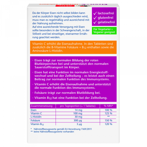4009932132809 - aktiv Eisen + C + Histidin + Folsäure Nahrungsergänzungsmittel