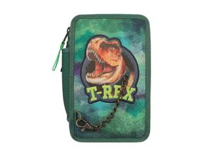 4010070650223 - Dino World - T-rex - Triple Pencil Case - Green w  Chain