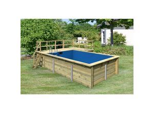 4010090236438 - Karibu Rechteckiger kdi Massivholz Pool 350 x 530 cm Set mit 2 Sonnenterrassen inkl