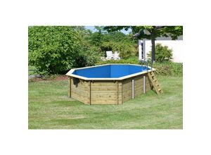 4010090237114 - CHILLROI Achteckiger Massivholz Pool länglich 358 x 569 x 124 cm Modell 4 Inkl Zubehör und Pool Leitern