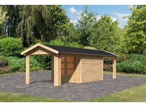 4010090384337 - Karibu Gartenhaus Gartenhaus Verino Y SET naturbelassen mit 2x Dachausbau Schindeln Boden Dachr