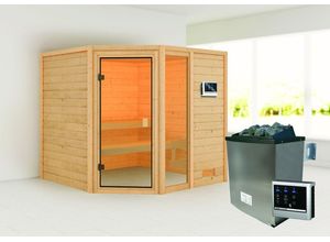 4010090387185 - Karibu Sauna Kühlungsborn SET naturbelassen mit Ofen 9 kW ext Strg