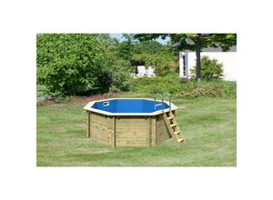 4010090456263 - Achteck Massivholz Pool 358 x 358 x 124 cm Modell 1A Inkl Zubehör und Pool Leitern