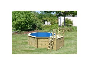 4010090456270 - Achteck Massivholz Pool 358 x 358 x 124 cm Modell 1B SET inkl Sonnenterrasse 945 x 166 cm Zubehör und Pool Leitern