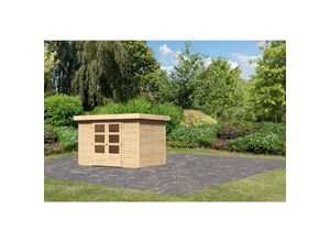 4010090472096 - Karibu Gartenhaus Calabar 4 SET naturbelassen mit Boden und Dachfolie