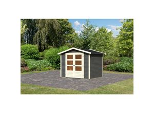 4010090472249 - Karibu Gartenhaus Asaba 4 SET terragrau mit Boden Schindeln schwarz