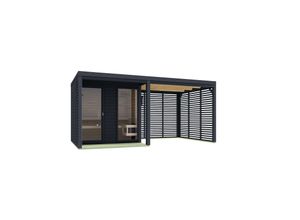 4010090478111 - Saunahaus Angelus in versch Größen inkl Saunaofen 9kW optional mit Anbaudach