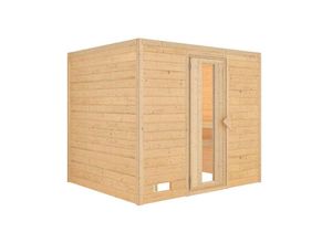 4010090544656 - Sauna Innenkabine Mojave Innensauna 3 Sitzbänke aus Holz  Saunakabine mit 40 mm Wandstärke Infrarotsauna mit Montagematerial - Naturbelassen