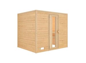 4010090714080 - Sauna Innenkabine Mojave Innensauna 3 Sitzbänke aus Holz in Naturbelassen Saunakabine Wandstärke 40 mm Inklusive Ofen Infrarotsauna - Naturbelassen