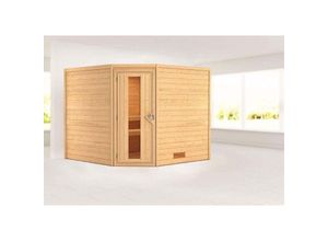 4010090714905 - Woodfeeling Sauna Innenkabine Leona Innensauna 3 Sitzbänke aus Holz  Saunakabine mit 38 mm Wandstärke Infrarotsauna - Naturbelassen - Karibu