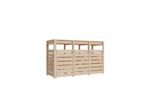 4010090938752 - Karibu Mülltonnenunterstand für 3 Mülltonnen naturbelassen Mülltonnenbox Gartenbox 238x143x88 in cm (BxHxL)