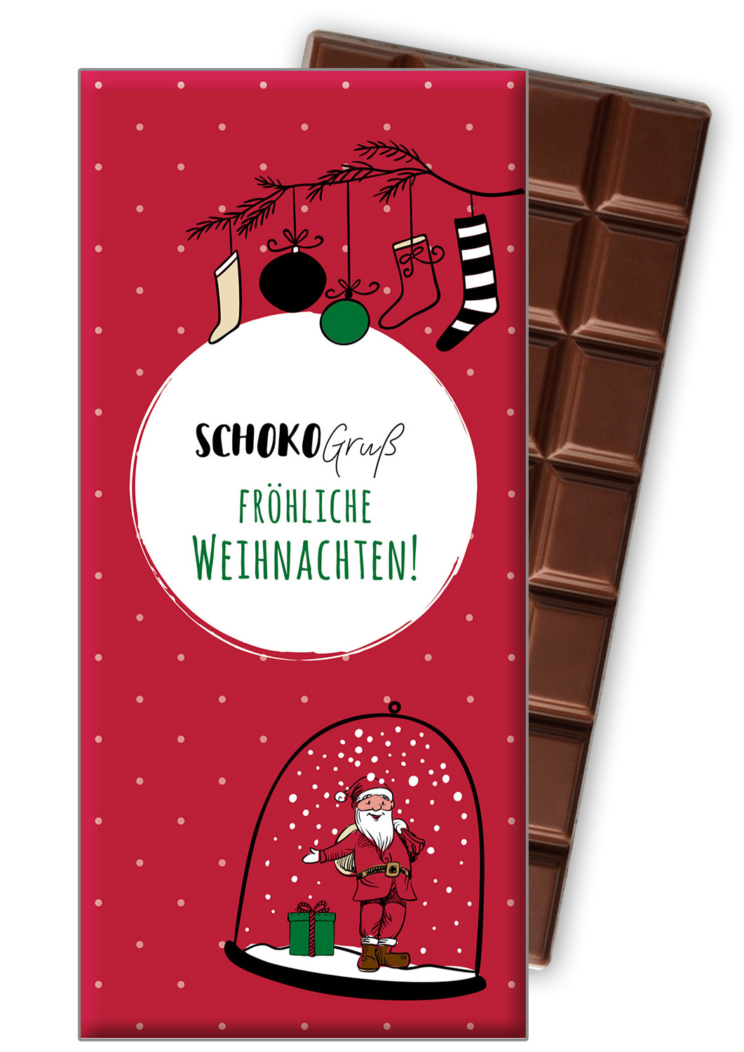 4010139304142 - Schokogruss FRÖHLICHE WEIHNACHTEN Premium Schokoladentafel von Meybona 100g