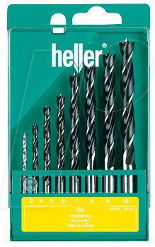 4010159187367 - HELLER CV Holzspiralbohrersatz 8 teilig Ø 3 4 5 6 7 8 9 10 mm CV-Stahl