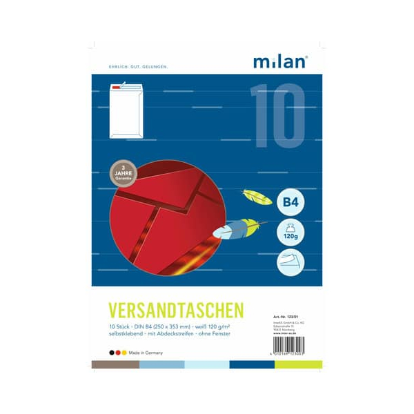 4010169123003 - Versandtaschen 123 01 B4 haftklebend mit Abziehstreifen weiß 4010169123003 MILAN