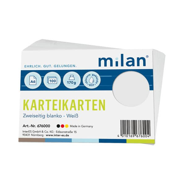 4010169676004 - Karteikarte A6 blanko weiß 4010169676004 MILAN