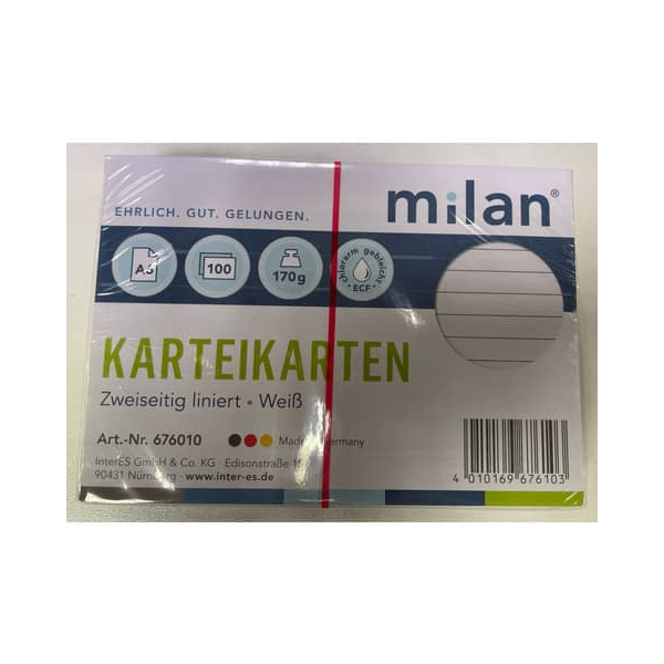 4010169676103 - Karteikarte A6 liniert weiß 4010169676103 MILAN