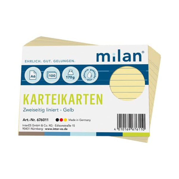 4010169676110 - Karteikarte A6 liniert gelb 4010169676110 MILAN