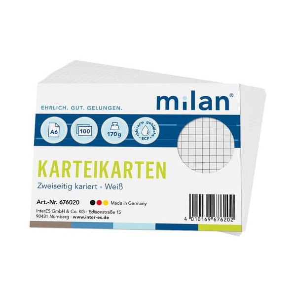 4010169676202 - Karteikarte A6 kariert weiß 4010169676202 MILAN