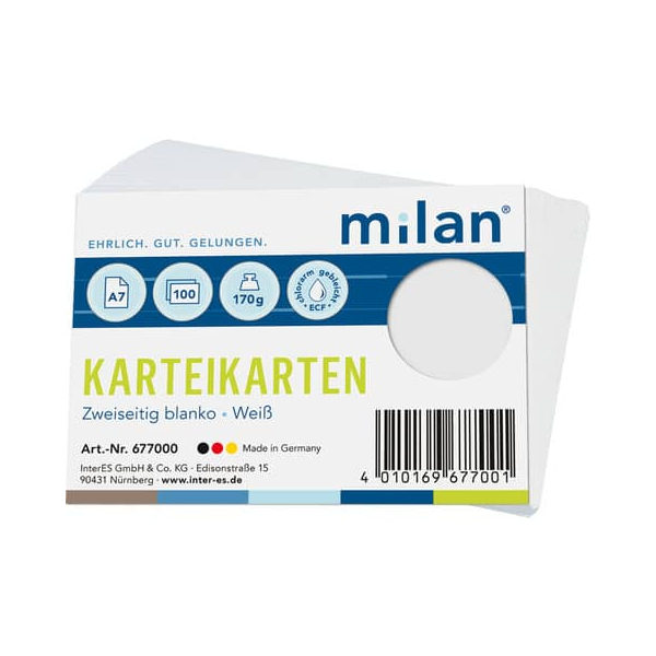 4010169677001 - Karteikarte A7 blanko weiß 4010169677001 100 Stück