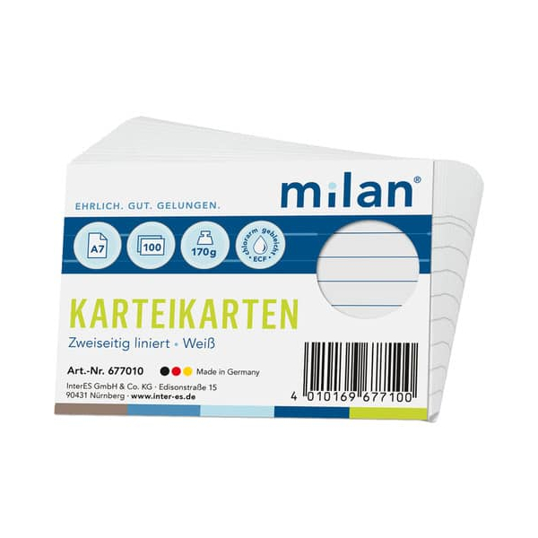 4010169677100 - Karteikarte A7 liniert weiß 4010169677100 MILAN