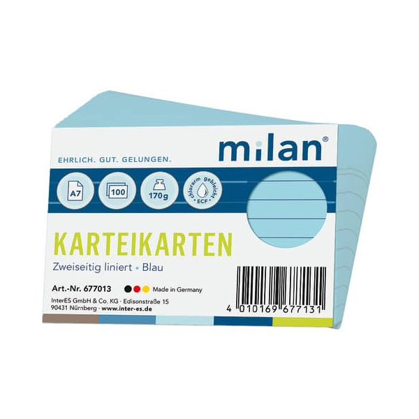 4010169677131 - Karteikarte A7 liniert blau 4010169677131 MILAN