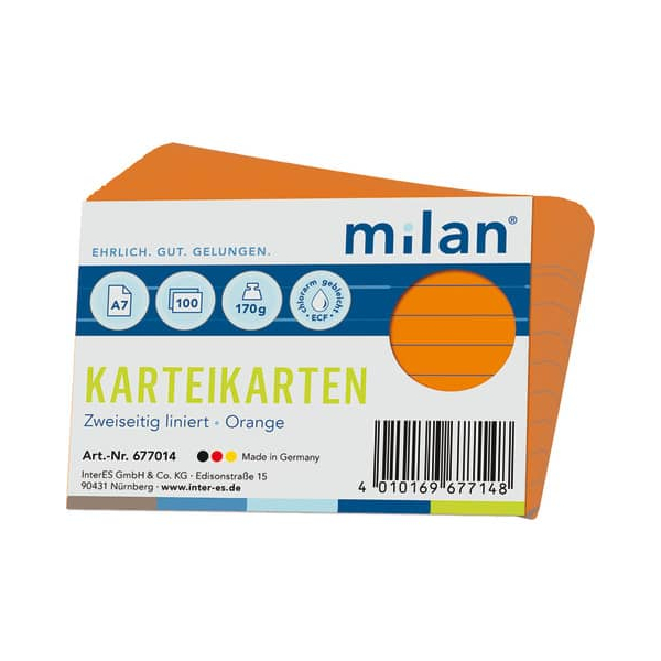 4010169677148 - Karteikarte A7 liniert orange 4010169677148 MILAN