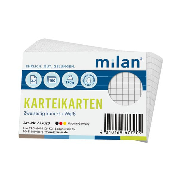 4010169677209 - Karteikarte A7 kariert weiß 4010169677209 MILAN