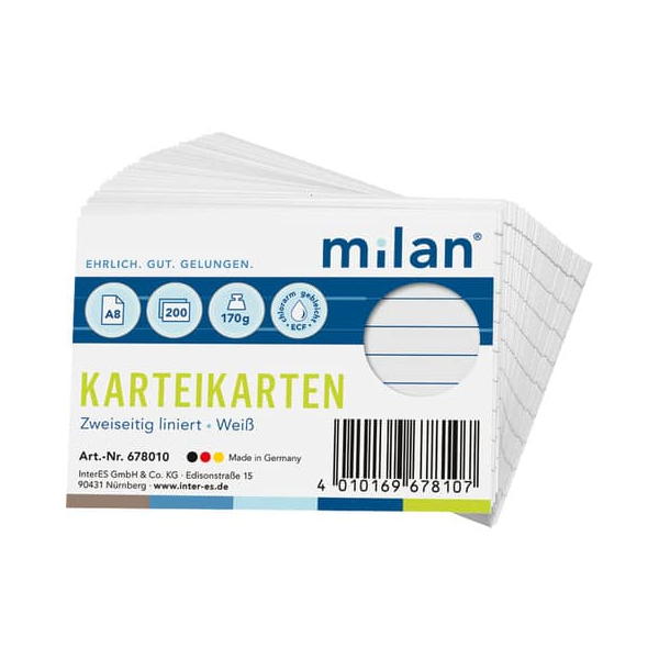 4010169678107 - Karteikarte A8 liniert weiß 4010169678107 MILAN