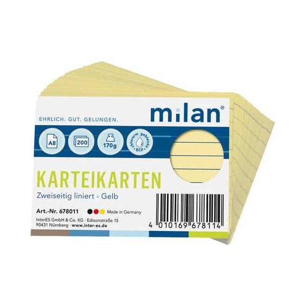 4010169678114 - Karteikarte A8 liniert gelb 4010169678114 MILAN