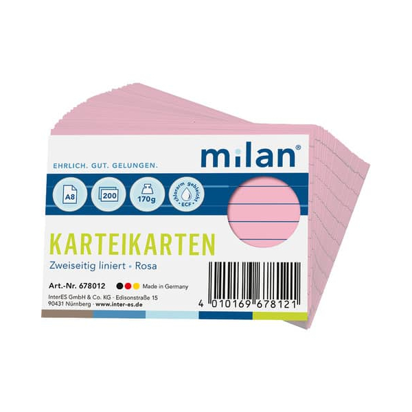 4010169678121 - Karteikarte A8 liniert rosa 4010169678121 MILAN