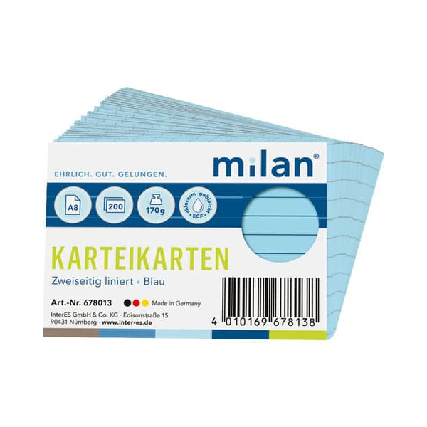 4010169678138 - Karteikarte A8 liniert blau 4010169678138 MILAN