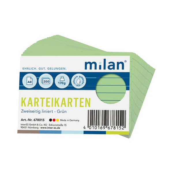 4010169678152 - Karteikarte A8 liniert grün 4010169678152 MILAN