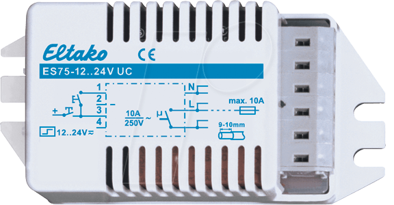 4010312101063 - ES75-12-24VUC - Multifunktions-Stromstoß-Schaltrelais - 1+1 Schließer 250V 16A