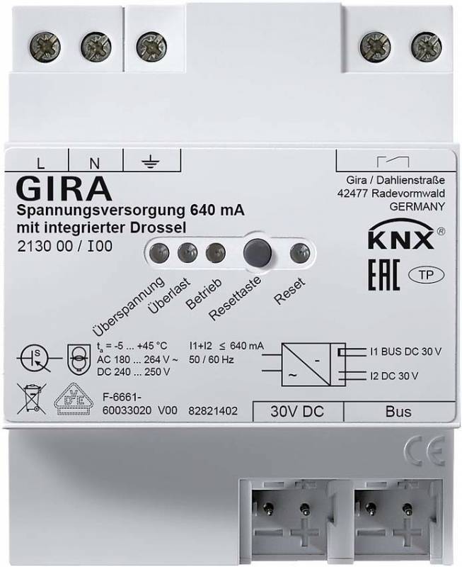 4010337023234 - GIRA 213000 Spannungsversorgung 640mA Drossel OneKNX REG